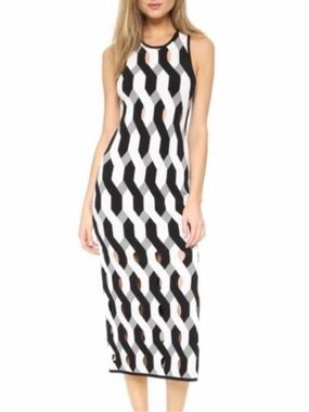 rag & bone Olympia 
Black and White Geometric Midi Dress